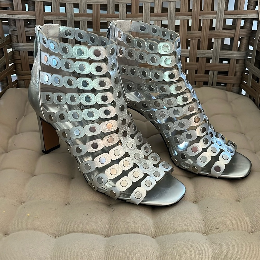 1. State Silver bootie heels
